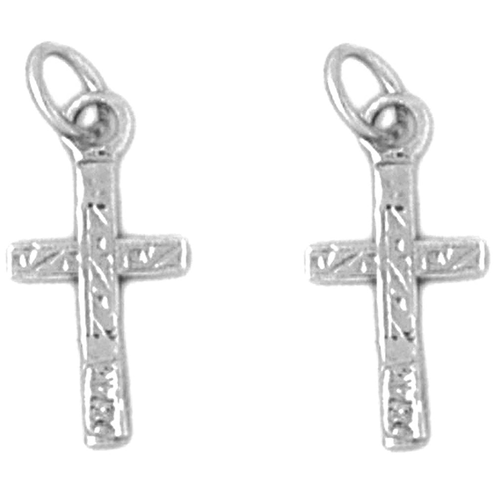 Sterling Silver 17mm Latin Cross Earrings