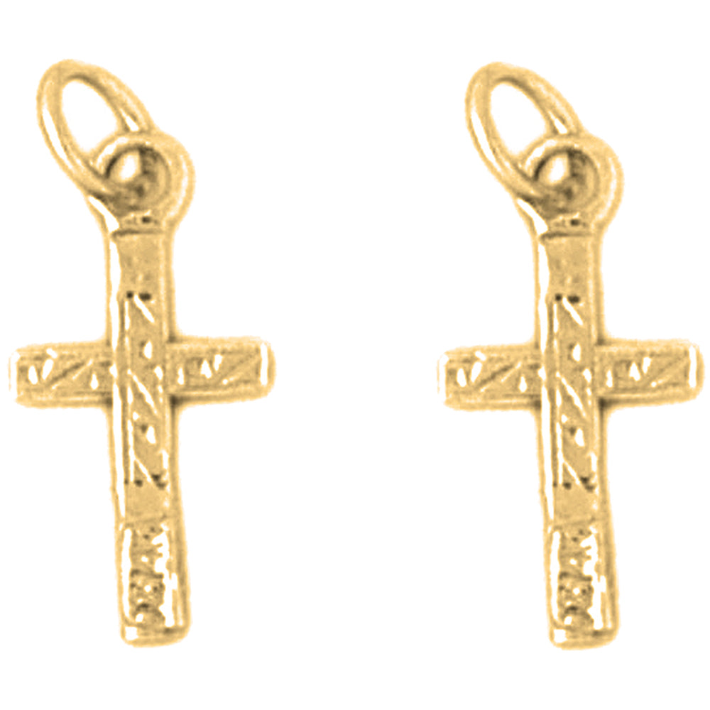 14K or 18K Gold 17mm Latin Cross Earrings