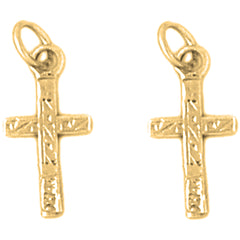 Yellow Gold-plated Silver 17mm Latin Cross Earrings