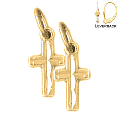Sterling Silver 15mm Latin Cross Earrings (White or Yellow Gold Plated)
