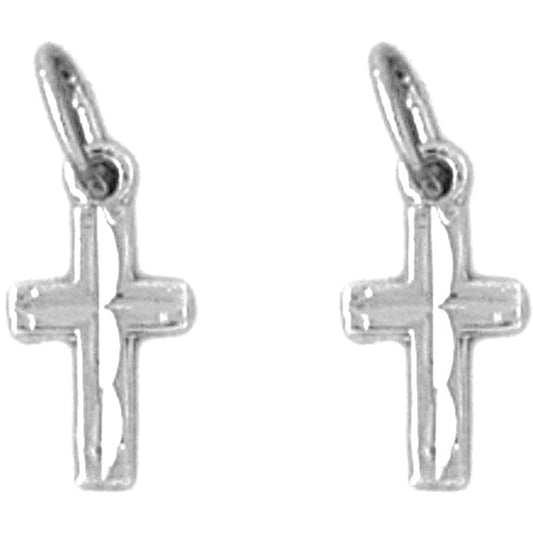Sterling Silver 15mm Latin Cross Earrings