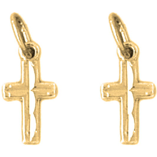 Yellow Gold-plated Silver 15mm Latin Cross Earrings