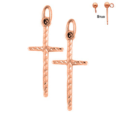 14K or 18K Gold Latin Cross Earrings