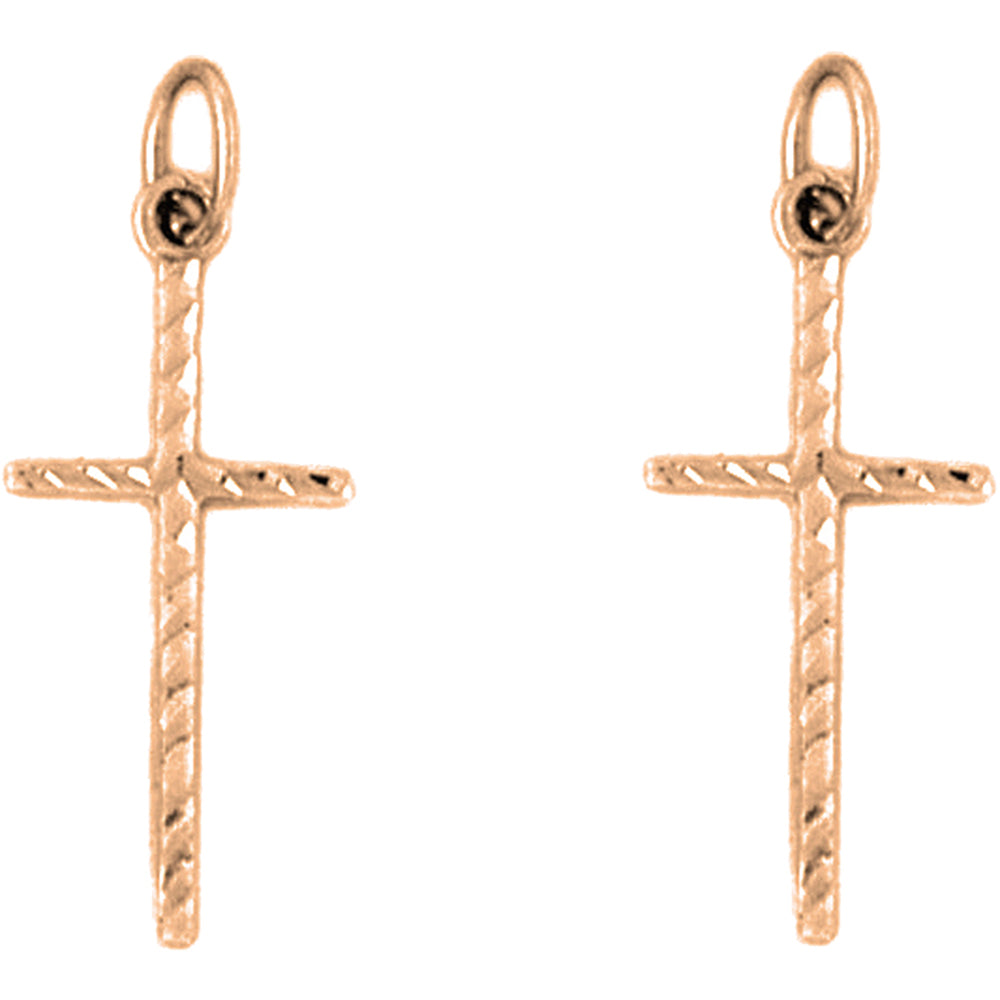 14K or 18K Gold 26mm Latin Cross Earrings