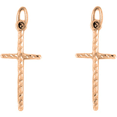 14K or 18K Gold 26mm Latin Cross Earrings