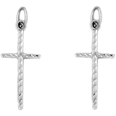 Sterling Silver 26mm Latin Cross Earrings