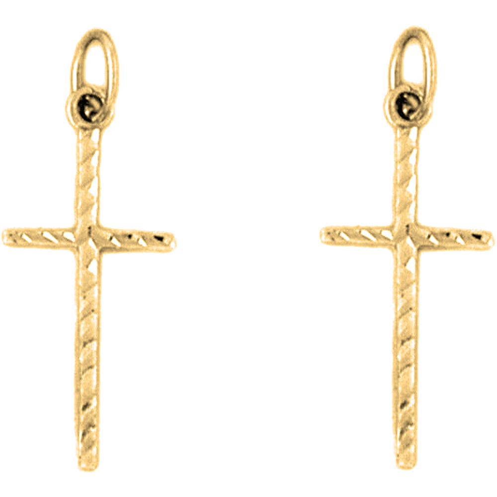 14K or 18K Gold 26mm Latin Cross Earrings