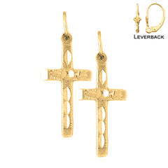 Pendientes de cruz latina de plata de ley de 24 mm (chapados en oro blanco o amarillo)