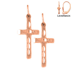 14K or 18K Gold Latin Cross Earrings