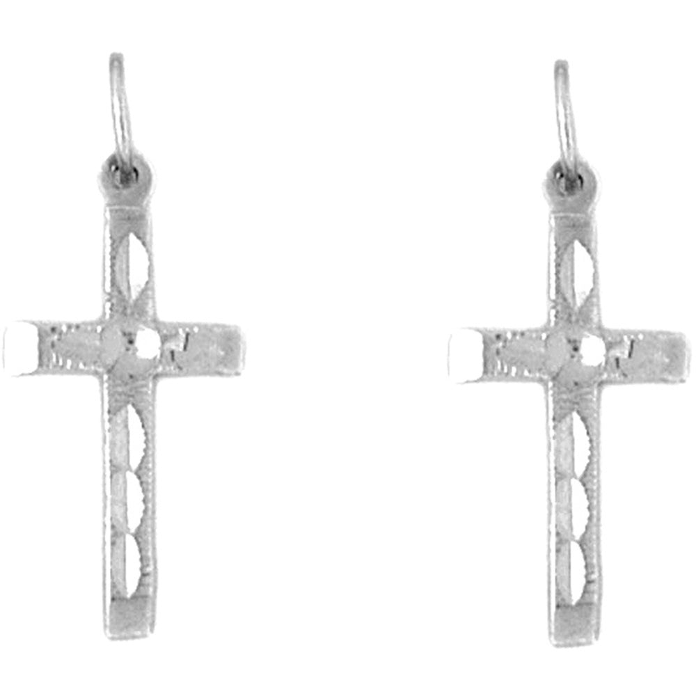 Sterling Silver 24mm Latin Cross Earrings