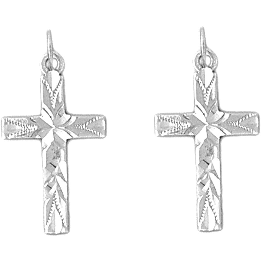 Sterling Silver 26mm Latin Cross Earrings