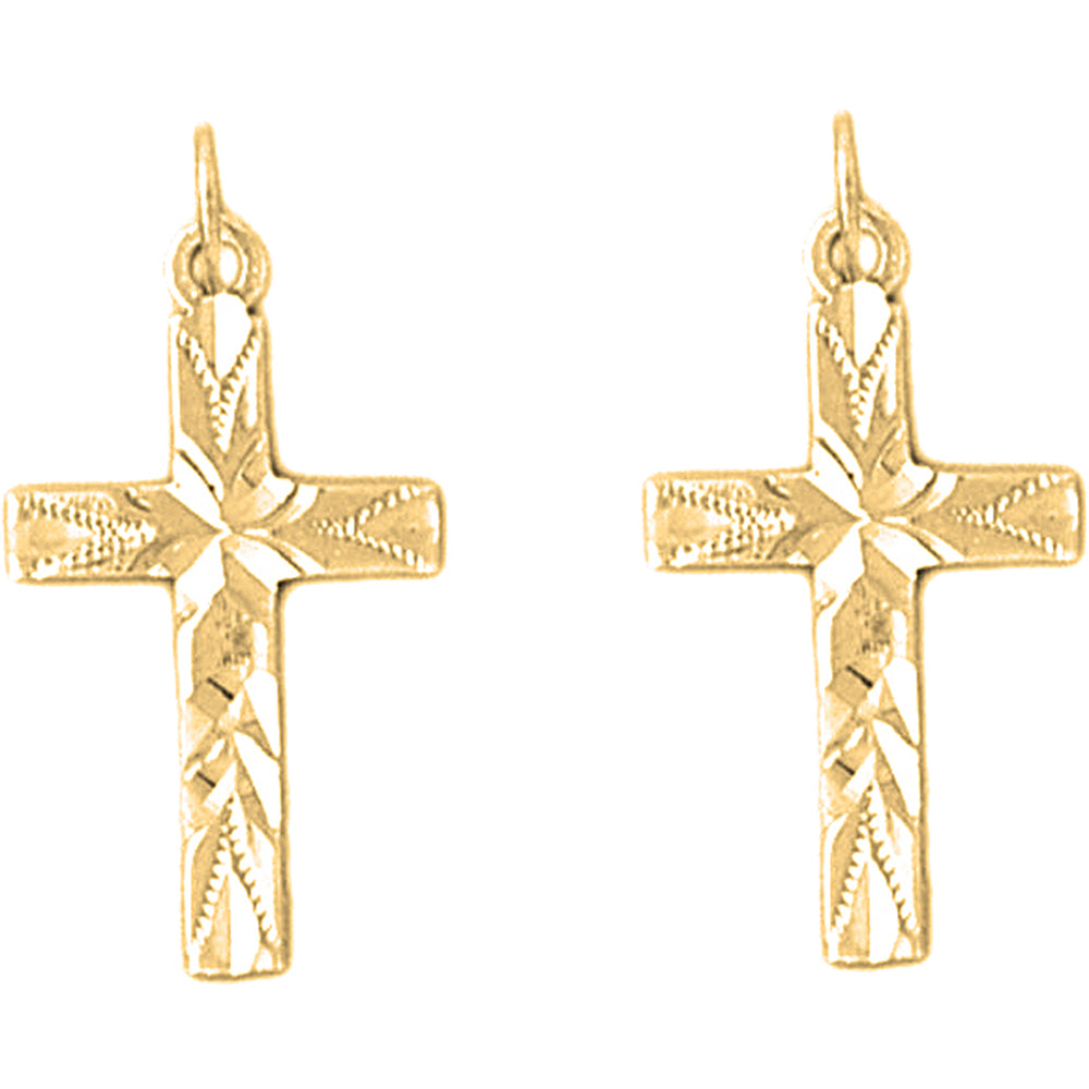 14K or 18K Gold 26mm Latin Cross Earrings