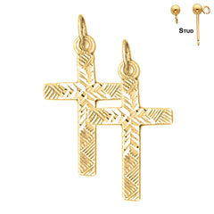 Sterling Silver 24mm Latin Cross Earrings (White or Yellow Gold Plated)