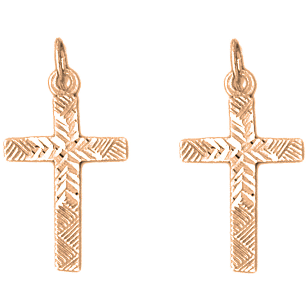 14K or 18K Gold 24mm Latin Cross Earrings