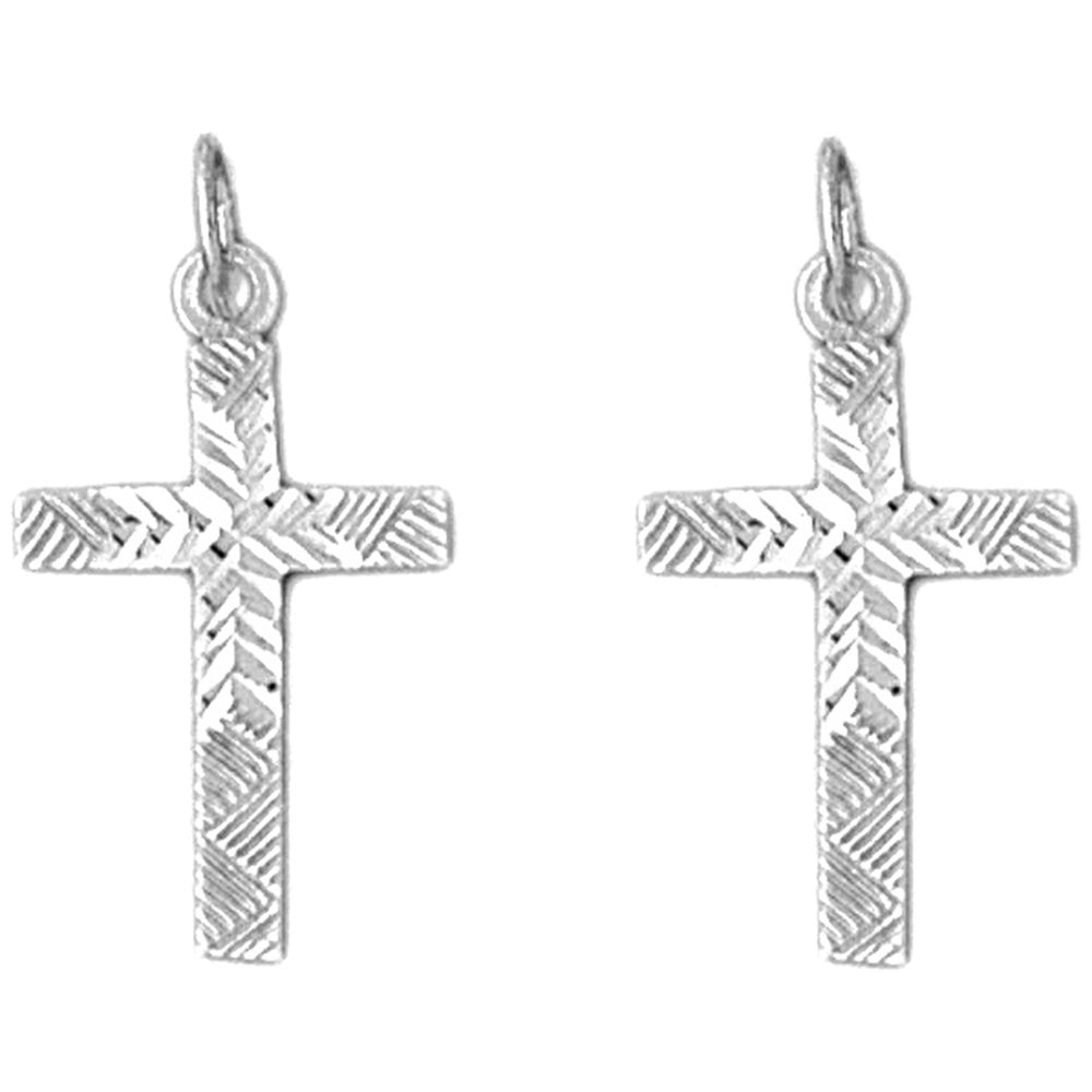 Sterling Silver 24mm Latin Cross Earrings