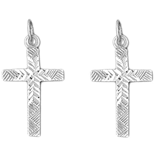 Sterling Silver 24mm Latin Cross Earrings