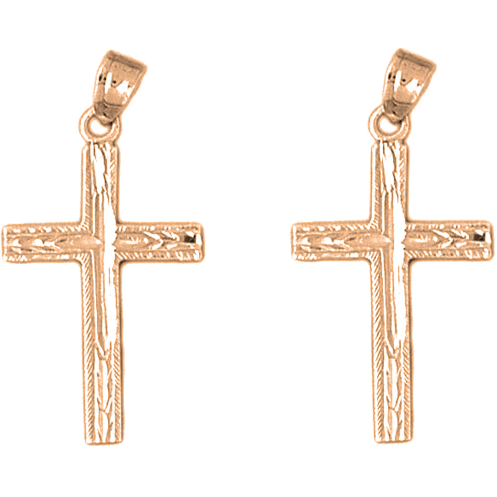 14K or 18K Gold 30mm Latin Cross Earrings