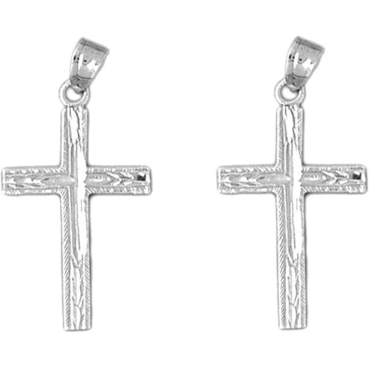 14K or 18K Gold 30mm Latin Cross Earrings