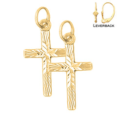 14K or 18K Gold Latin Cross Earrings