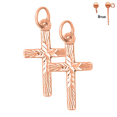 14K or 18K Gold Latin Cross Earrings