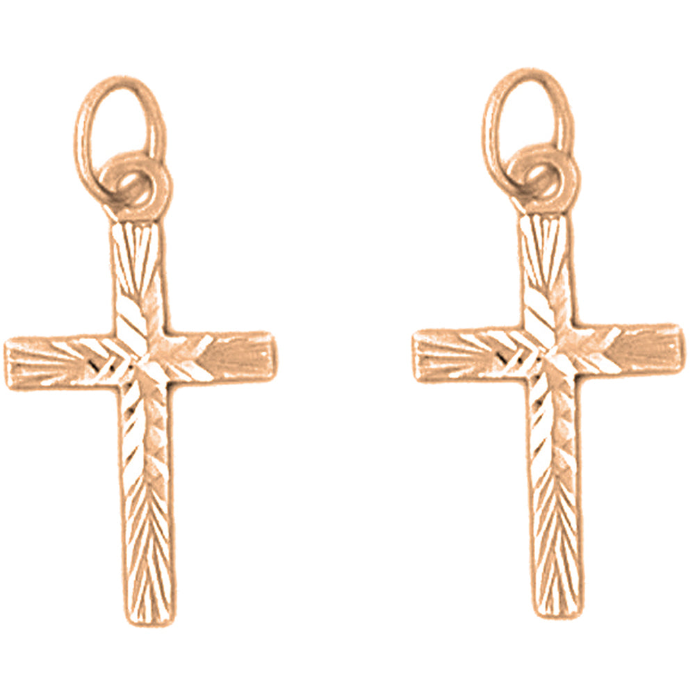 14K or 18K Gold 24mm Latin Cross Earrings