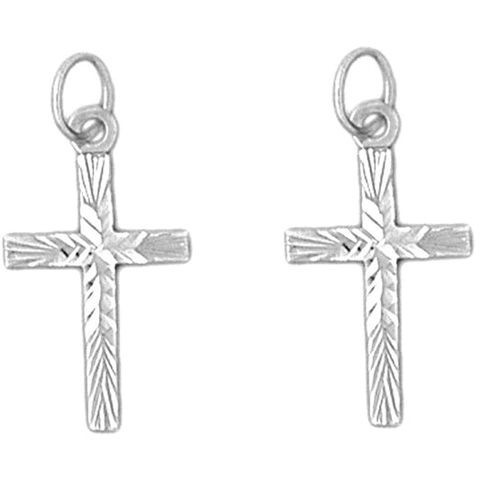 Sterling Silver 24mm Latin Cross Earrings