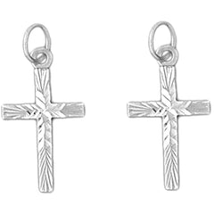 Sterling Silver 24mm Latin Cross Earrings