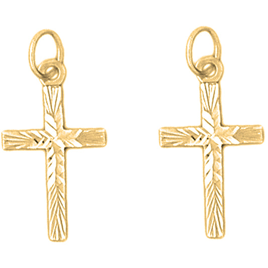 14K or 18K Gold 24mm Latin Cross Earrings