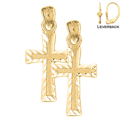 Pendientes de cruz latina de plata de ley de 25 mm (chapados en oro blanco o amarillo)