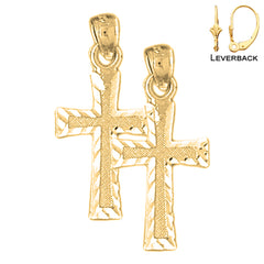 Sterling Silver 25mm Latin Cross Earrings (White or Yellow Gold Plated)