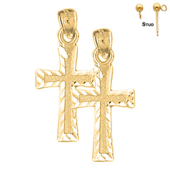 Sterling Silver 25mm Latin Cross Earrings (White or Yellow Gold Plated)