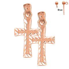 14K or 18K Gold Latin Cross Earrings