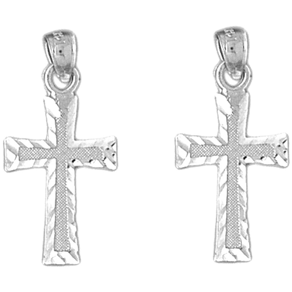 14K or 18K Gold 25mm Latin Cross Earrings