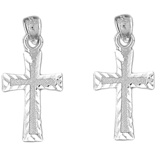 Sterling Silver 25mm Latin Cross Earrings