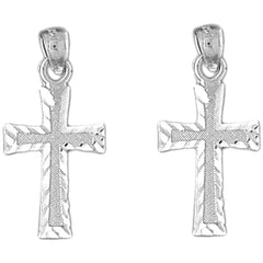 Sterling Silver 25mm Latin Cross Earrings