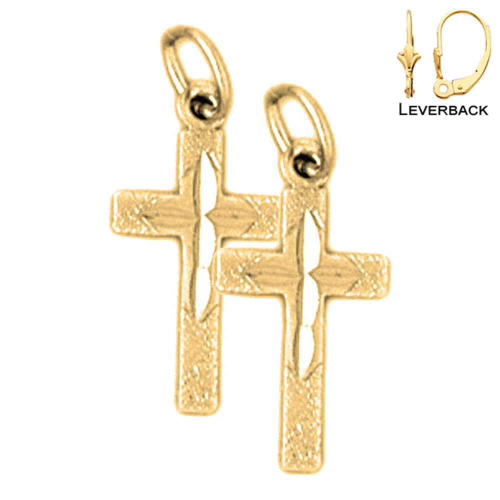 14K or 18K Gold Latin Cross Earrings