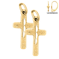 Sterling Silver 20mm Latin Cross Earrings (White or Yellow Gold Plated)