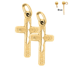 Sterling Silver 20mm Latin Cross Earrings (White or Yellow Gold Plated)