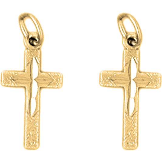 14K or 18K Gold 20mm Latin Cross Earrings