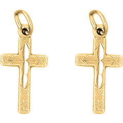 Yellow Gold-plated Silver 20mm Latin Cross Earrings