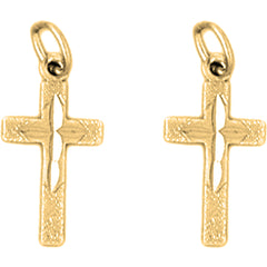 14K or 18K Gold 20mm Latin Cross Earrings