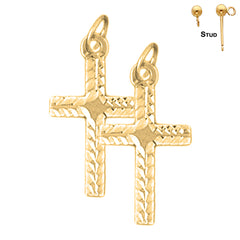 14K or 18K Gold Latin Cross Earrings