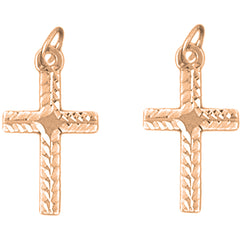 14K or 18K Gold 25mm Latin Cross Earrings