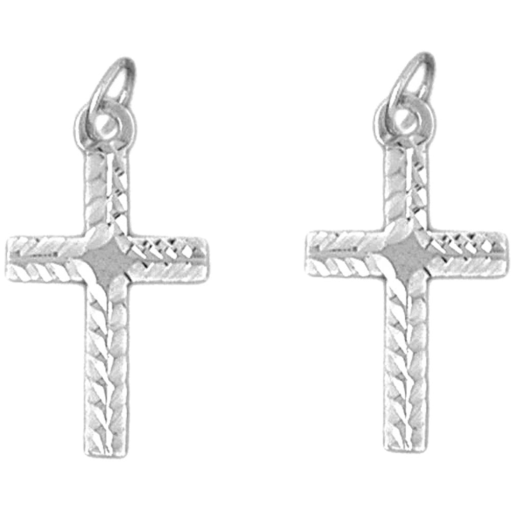 Sterling Silver 25mm Latin Cross Earrings