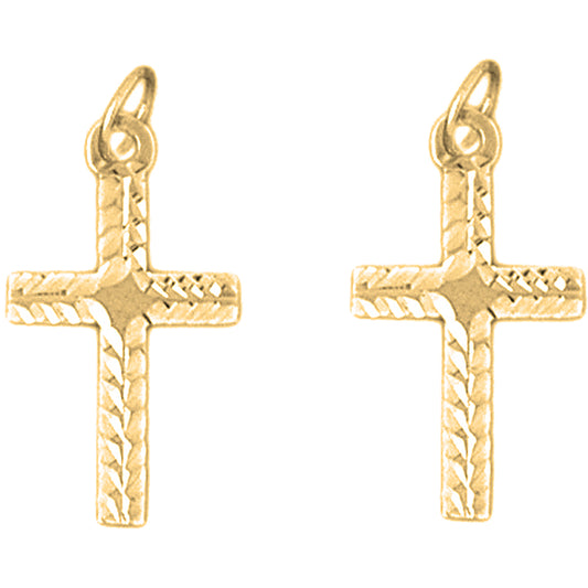 Yellow Gold-plated Silver 25mm Latin Cross Earrings