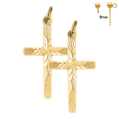 Pendientes de cruz latina de plata de ley de 29 mm (chapados en oro blanco o amarillo)