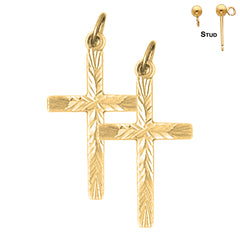 Sterling Silver 29mm Latin Cross Earrings (White or Yellow Gold Plated)