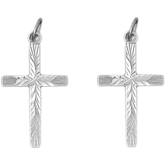 14K or 18K Gold 29mm Latin Cross Earrings