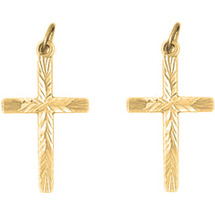 14K or 18K Gold 29mm Latin Cross Earrings