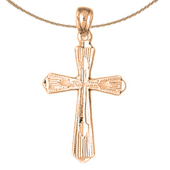 14K or 18K Gold Budded Cross Pendant